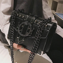 Load image into Gallery viewer, European Fashion Female Square Bag 2020 New Quality PU Leather Women's Designer Handbag Rivet Lock Chain Shoulder Messenger bags