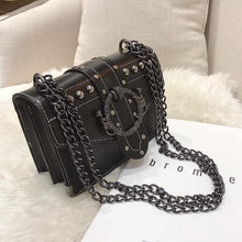 Load image into Gallery viewer, European Fashion Female Square Bag 2020 New Quality PU Leather Women's Designer Handbag Rivet Lock Chain Shoulder Messenger bags