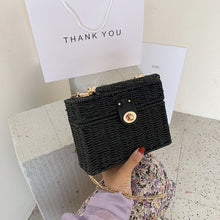 Load image into Gallery viewer, Elegant Female Box Tote bag 2020 New High-quality Straw Women's Designer Handbag Weave Chain Shoulder Messenger Bag Beach bag