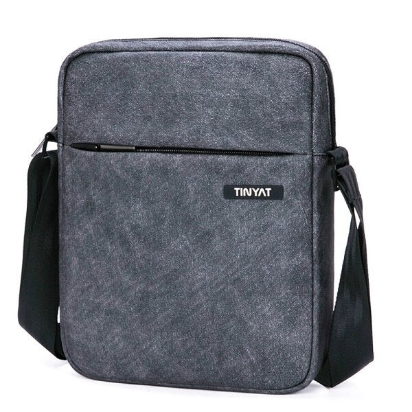 TINYAT Men's Bags Light Canvas Shoulder Bag For 7.9' Ipad Casual