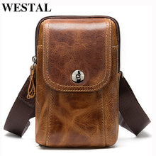 Load image into Gallery viewer, WESTAL men's genuine leather bags men small crossbody bag man handbag men's small/shoulder bag for phone belt sling waist packs
